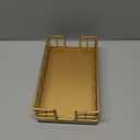 Wican Guest Towel Holder Tray for Bathroom, Oak and Iron Napkins Holder for Powder Room Dinning Table Wooden Basket for Disposable Paper Hand Towels Totally Gold (9.06 x 5.51 x 2.56 inchs)