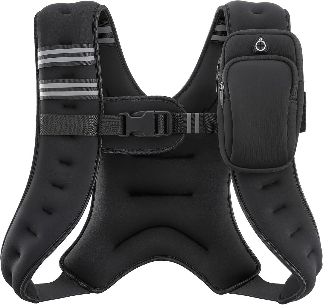 ZELUS Weighted Vest, 6lb/8lb/12lb/16lb/20lb/25lb/30lb Weight Vest with Reflective Stripe for Workout, Strength Training, Running, Fitness, Muscle Building, Weight Loss, Weightlifting