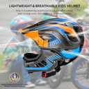 ROCKBROS Kids Full Face Helmet Kids Bike Helmets Lightweight Toddler Mountain Bike Helmet Detachable for MTB BMX Skating Cycling Scooter Safety Bicycle Helmets for Youth Child Boys Girls Ages 3-16, Small