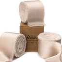 Ribbli Light Champagne Silk Satin Ribbon 1.5 Inch x 30 Yard Handmade Frayed Chiffon Champagne Ribbon for Gift Wrapping Wedding Invitations Bridal Bouquets Home Decor