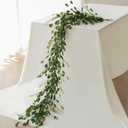 Mizii Fall Garland Artificial Flower Garlands 6 Feet Fake Wildflower Floral Garland Hanging Vines Flowers Decorations for Mantle Table Centerpieces Room Wall Fireplace Wedding Fall Decor (Green)