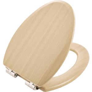 Toilet Seat, Slow Close, Premium Moulded Wood, Quick Release, Nordic Light Oak Look, PIKLiDS, Laminated Woodgrain Finish (Elongated)