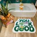 SHIYUE You Look Good St Patrick Shamrock Gnome Bath Mat, Cute Lucy Bathroom Rug, Soft Absorbent Water Non Slip Superior Microfiber Cool Shower Leprechaun Decor(21"x25"Green)
