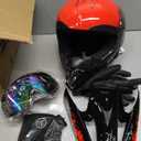 Full Face Dirt Bike Helmet DOT Certified - Complete Adult ATV Helmet Kit with Goggles, Gloves & Mask, Adjustable Visor, Quick Release (Black, S)