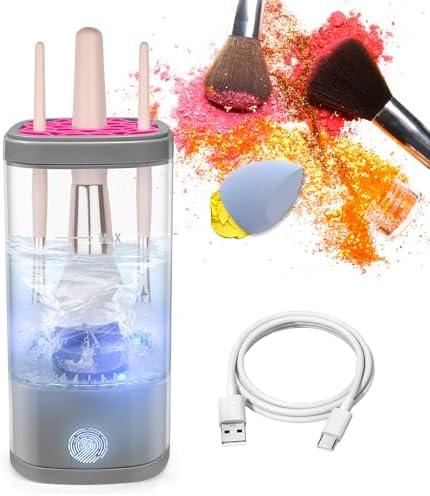 Tpsofy Electric Makeup Brush Cleaner Machine, Ultimate Efficient Automatic Cleaner for All Types of Makeup Brushes - Gray Pink