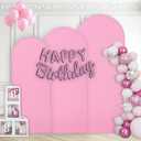 WEERRW Pink Arch Backdrop Cover Ballon Arch Stand Covers Set of 3 Spandex Fitted Round Top Chiara Stretchy Backdrop for Wedding Birthday Party Decoration(6FT, 6.6FT, 7.2FT)