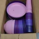 Teivio 32-Piece Kitchen Plastic Wheat Straw Dinnerware Set, Service for 8, Dinner Plates, Dessert Plate, Cereal Bowls, Cups, Unbreakable Colorful Plastic Outdoor Camping Dishes, Purple Ombre