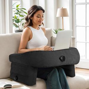 cjc Reading Pillow for Gaming, Memory Foam Gaming Pillow for Lap with Coaster, Hight Adjustable Lap Desk Pillow for Reading, Working, Crocheting or Sitting in Bed Floor Sofa (Black)