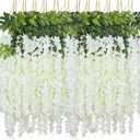 WEISPARK Wisteria Hanging Flowers - 36 Pieces 3.75 Feet/Piece Artificial Wisteria Vine Fake Ratta Hanging Garland Silk Flowers for Home Party Wedding Decor