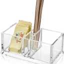 ELLDOO Sugar Packet Holder, Acrylic Sugar Bowl for Restaurant, Tea Bag Organizer, Coffee Stirrers Straws Small Condiments Packet Holder, Sugar Caddy Dispenser for Countertop Coffee Bar