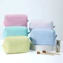 DYSHAYEN Waffle Makeup Pouch Bag, Small Travel Cosmetic Bag, Gifts for Women Bridesmaid,Wedding,Christmas (White)