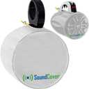 White Waterproof 600D Marine Wake Tower Speaker Covers  Small (H 7.9" x W 7.9" x D 8.3")  Weather-Resistant Covers for Compact Marine and ATV Speakers
