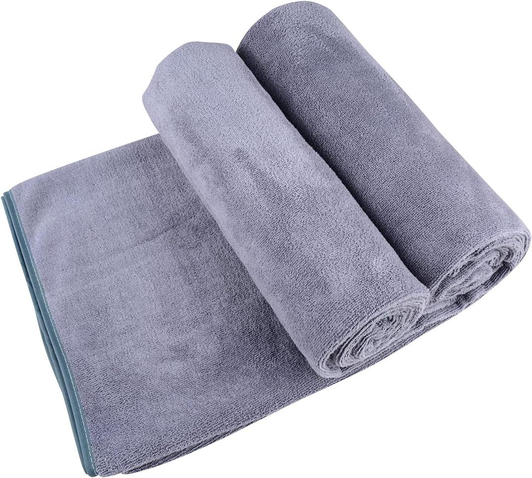 Microfiber Bath Towels, 2 Pack (30 x 60 Inch), Large Super Absorbent, Quick Fast Dry, Soft Eco-Friendly Towels for Body, Bathroom, Travel (Grey)