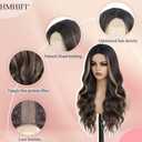 HMHIFI Long Brown Wig for Women 26Inch Wavy Curly Brown Highlight Blonde Hair Wigs Synthetic Hair Replacement Wig Heat Resistant Hair Wig for Daily Party Use Halloween Costume Wigs