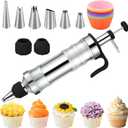 Suuker Dessert Decorating Syringe Set, Frosting Piping Kit Stainless Steels Cake Decorating Tools with 6 Icing Tips Cupcake Decorating Kit