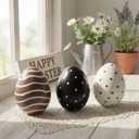 Amyhill 3 Pcs 3D Easter Egg Decorations Resin Rustic Farmhouse Eggs Table Centerpiece Vintage Easter Egg Tiered Tray Decor Tabletop Freestanding Gifts for Spring Party Gifts