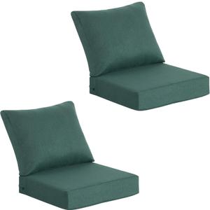 Outdoor Deep Seat Cushions (22"x24") 2 Sets, Water-Resistant Fade Resistant Cushions with Removable Covers & High Resilience Foam with YKK Zippers for Patio Furniture,Deep Teal