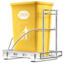 ANASTA Single Pull Out Trash Can Under Cabinet 7-13 Gal, Heavy Duty Under Sink Garbage Can, 50Qt Slide Out Waste Bin for 13" Wx 17" Hx 19" D Base Cabinet, Trash Bin Holder for Drawer/Counter, No Can (Silver)