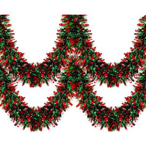 33 Ft Christmas Tinsel Garland Shiny Thick Red and Green Tinsel Decor Xmas Tree Decorations Metallic Twist Foil Garland for Christmas Party Home Stairs Indoor Outdoor Supplies