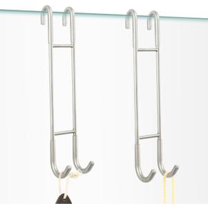 NINETREX Shower Door Hooks,Towel Hooks for Bathrooms Frameless Glass Door,Heavy Duty SUS 304 Stainless Steel Hook for Towels,Squeegee,Loofah,Shaver,Robe,2 Pack,Silver,10Inch (Brushed Nickel)