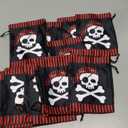 RICHNESS 16pcs Pirate Party Favor Bags Skull and Crossbones Goody Loot Gift Bag with Drawstring Closure Satin Party Loot Bags 4.5X6 Inches (Red & Black)