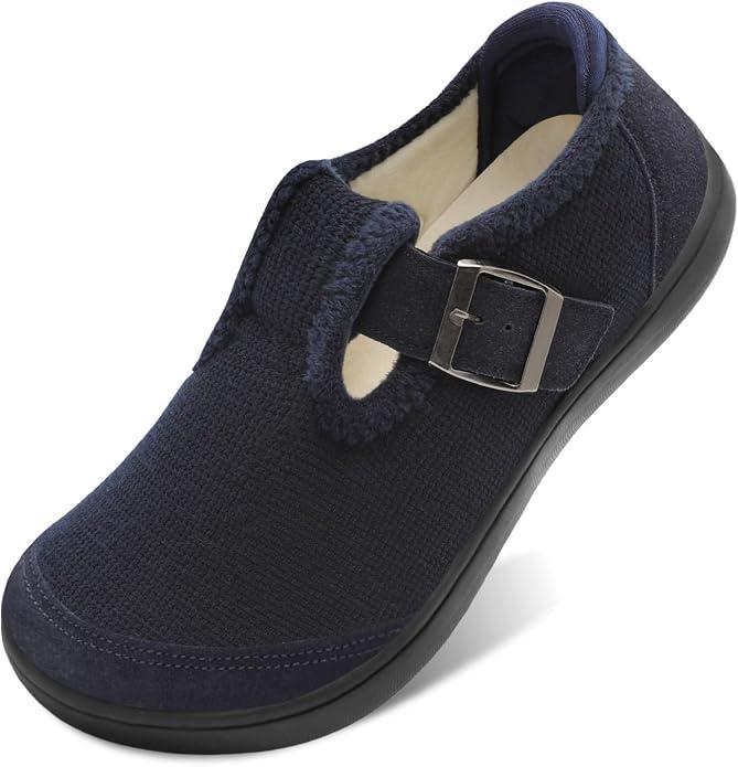 BARERUN Womens Slippers Wide Diabetic Shoes for Women Adjustable House Slippers Swollen Bunions Neuropathy House Shoes Stable Non Slip Barefoot Walking Shoes Indoor Outdoor Blue, Size: 7 Wide