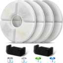 Filters Replacements for Flower Automatic Pet Fountains, Cat Water Fountain Replacement Parts and Dog Water Dispensers Filters for 81oz/2.4L Round Cat Water Fountains (4 Filters+2 Sponges)