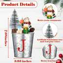 3 Pcs Christmas Joy Table Decorations Vintage Tin Buckets Small Xmas Tree Indoor Mini Artificial Trees Plants with Santa Snowman Desk Decor for Tabletop Centerpiece Office, 7.08 x 3.93 Inch