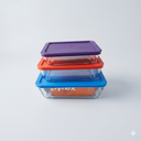 Pyrex Simply Store 3-Pcs Glass Food Storage Container Set with Lids, Meal Prep Simply Store Glass Rectangular Food Container Set