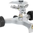 STYDDI Metal Pulsating Sprinkler on in-Series Metal Wheeled Base, Adjustable Circular Water Sprinkler for Medium to Large Circular Lawn, Yard, Garden and Large Areas, Coverage up to 6,360 Sq. ft