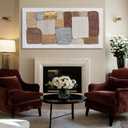 Dolidoteart Canvas Wall Art, Large Abstract Wall Art Print in Neutral Brown Beige Gold, Geometric Textured-Look Artwork for Living Room Bedroom Office, 24x48 Inch