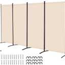 VEVOR Room Divider, 4 Panel Room Divider, Folding Privacy Screen and Portable Partition Divider for Room Separation, Freestanding Room Partitions for Office, Bedroom, Study, Beige
