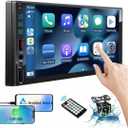 (Upgrade) Double Din Car Stereo Compatible with Apple Carplay & Android Auto, 7 Inch Touch Screen Car MP5 with Bluetooth, DSP, Mirror Link, USB/TF Port AM/FM Car Radio Receiver, HD Backup Camera