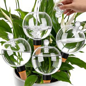 4 Pack 17.5 oz Plant Watering Globes with Covers Self Watering Planter Insert Top Fill Plastic Water Bulbs for Indoor and Outdoor Plants Watering Devices
