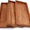 NIRMAN Acacia Wood Rectangular Wooden Platters for Home Decor, Food, Vegetables, Fruit, Charcuterie, Appetizer Serving Tray (13" x 5.5" x 0.75") (Set of 3)