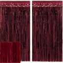 xo, Fetti Burgundy Red Party Curtain - Set of 2 | Bachelorette Fringe Decorations, Cute Birthday Photo Booth, Party Backdrop, Wine Bday Supplies