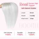 HOOJIH Hair Topper for Women with Thinning Hair 4x2.5inch Base Real Human Hair Topper with Bangs Handmade Invisiable Lace Front Topper - Icy Platinum Blonde