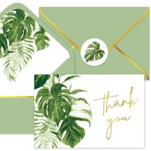 Whaline 50 Packs Summer Gold Foil Thank You Cards Tropical Greenery Leaves Greeting Cards Monstera Blank Note Card Boxed with Envelopes and Stickers for Birthday Holiday Baby Shower, 4 x 6 Inch Whaline 50 Packs Summer Gold Foil Thank You Cards Tropical Greenery Leaves Greeting Cards Monstera Blank Note Card Boxed with Envelopes and Stickers for Birthday Holiday Baby Shower, 4 x 6 Inch