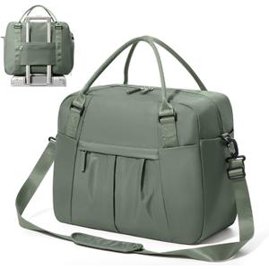 Travel Duffel Bag with Shoe Compartment, Large Weekender Bags for Women with Trolley Sleeve for Airplane, Waterproof Carry on Bag Sport Tote Bags Hospital Holdalls, Green