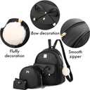 I IHAYNER Girls Bowknot 3-Pieces Fahsion Leather Backpack Backpack Purse for Women Rucksack for Ladies Shoulder Bag