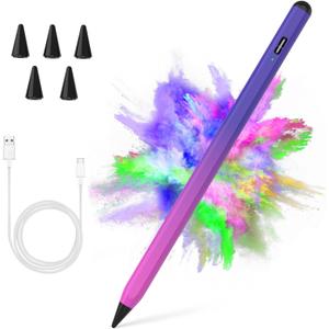 Stylus Pen for iPad 2018-2023 with Palm Rejection, Active Pencil for iPads 10th/9th/8th/7th/6th Gen, for iPad Pro 11/12.9 inch, for iPad Air 5th/4th/3th, for iPad mini 6th/5th Gen(Purple Rose Red)