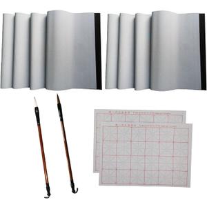 10 Pcs Reusable Water Writing Cloth with 2 Brush(2 Types), Chinese Calligraphy Practice Paper Set 12 Items, No ink need Magic Water Cloth for Beginners