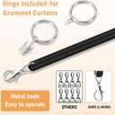 Shimeyao 10 Pack 36 Inch Acrylic Curtain Pull Wands Drapery Pull Rod Pure Black Versatile Fiberglass Blinds Wand Kits with Rings and Hooks for Opening Closing Curtains Homes Offices Window Opener
