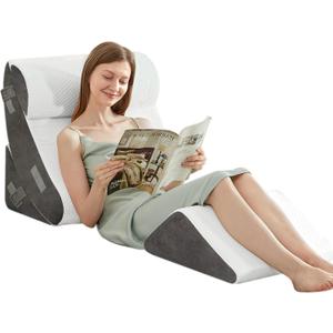 BDEUS 4PCS Bed Wedge Pillow Post Surgery, Orthopedic Sleeping Wedge Pillow Set for Back, Neck and Leg Pain Relief, Acid Reflux, GERD, Memory Foam Support Pillows for After Surgery, White BDEUS 4PCS Bed Wedge Pillow Post Surgery, Orthopedic Sleeping Wedge Pillow Set for Back, Neck and Leg Pain Relief, Acid Reflux, GERD, Memory Foam Support Pillows for After Surgery, White