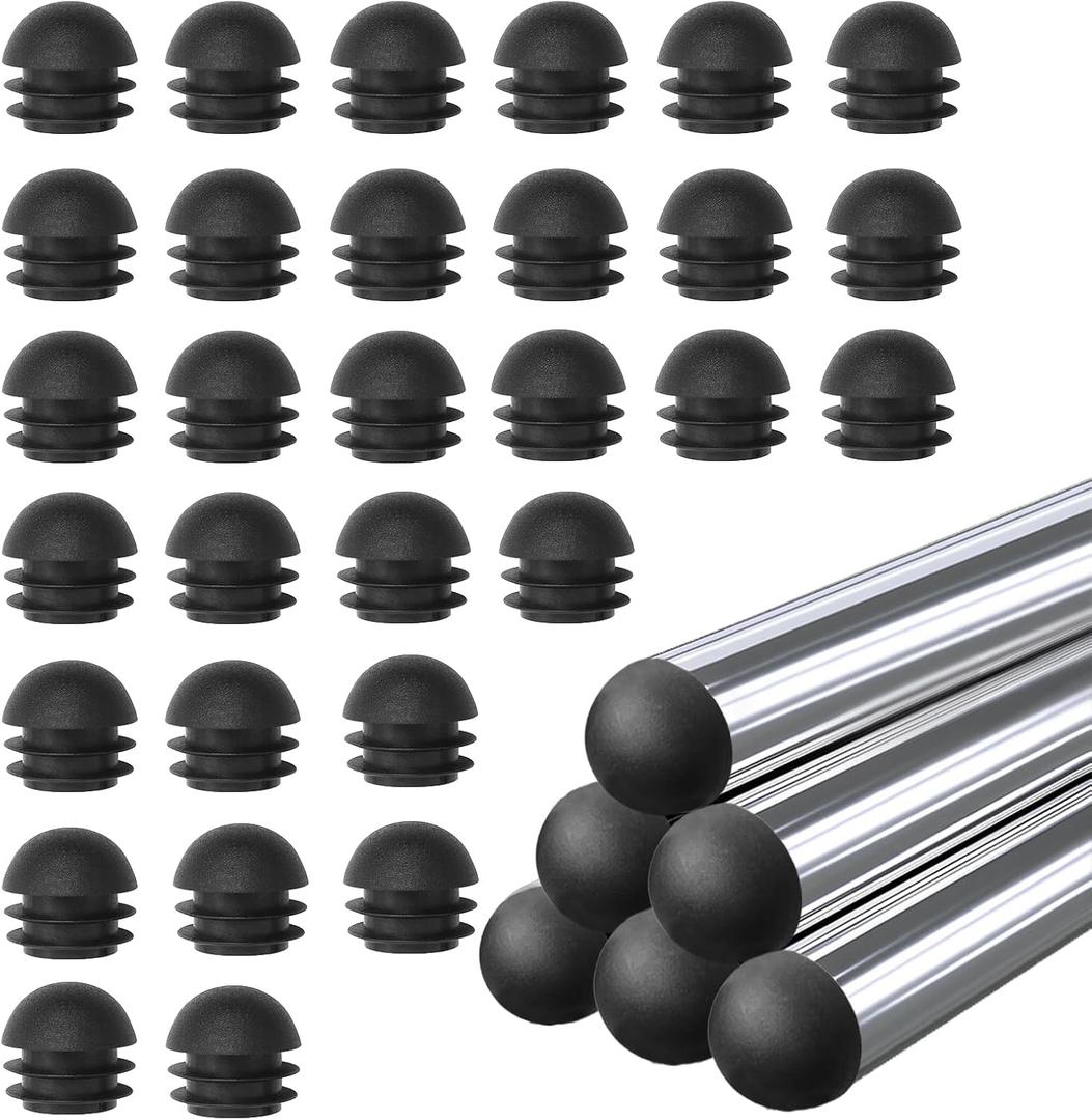 30 Pieces Round Chair Caps 25 mm Black Plastic End Caps Plugs Chair Leg Inserts for Metal Legs Round Tube Inserts Chair Leg Glide Furniture Protectors for Chairs Tables and Outdoor Patio