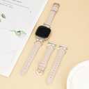 Leather Band Compatible for Fitbit Versa 4/Versa 3/Fitbit Sense 2/Sense, Bling Dressy Watch Strap with C-Shaped Buckle for Women