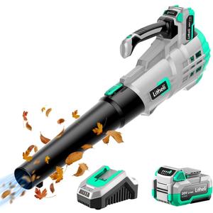 Litheli 20V Cordless Leaf Blower 350 CFM 85 MPH, Variable Speeds Electric Leaf Blower Battery Powered for Blowing Leaves, Dust, Snow, 4.0Ah Battery & Fast Charger Included