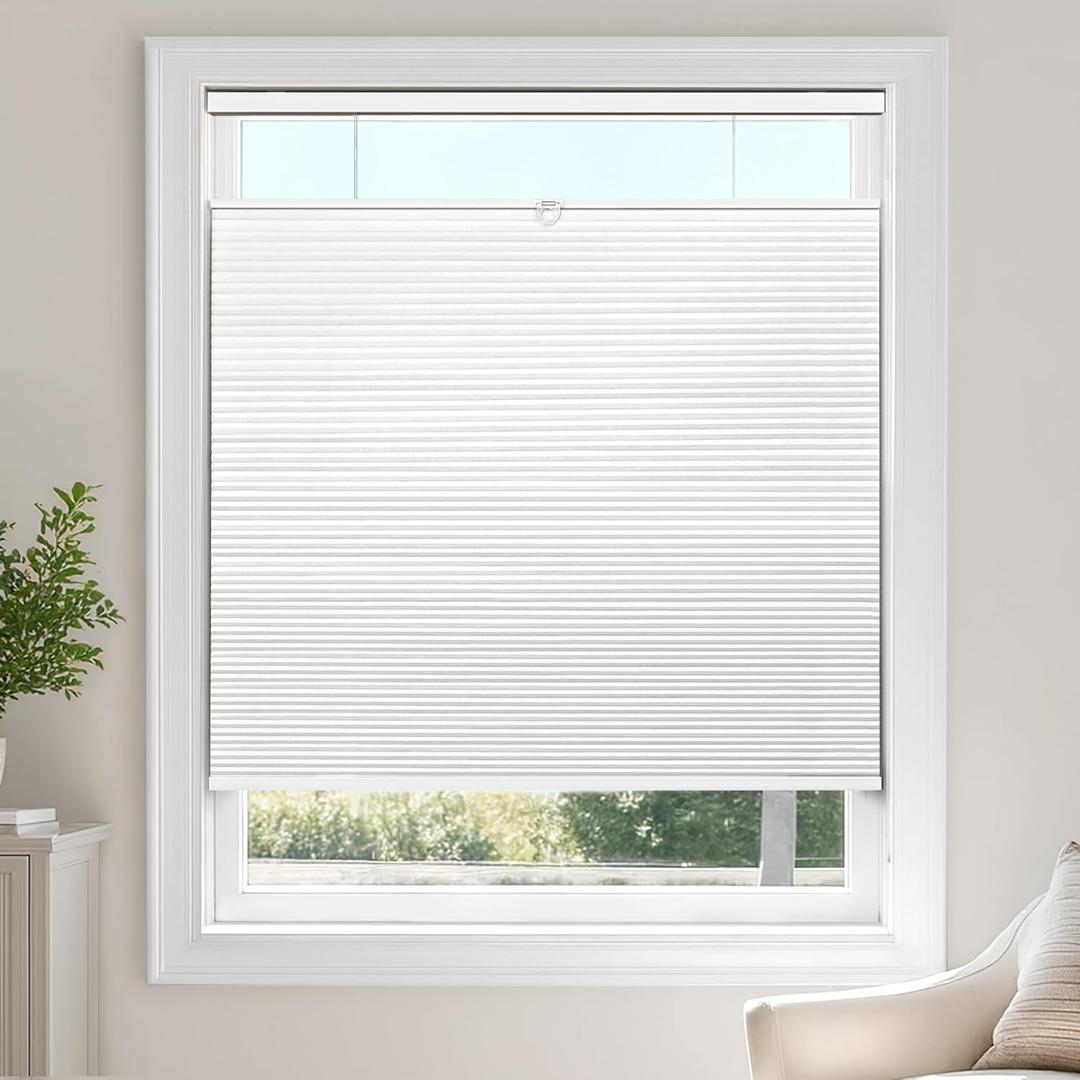LazBlinds Top Down Bottom Up (TDBU) Cordless Cellular Shades Blackout, Thermal Insulation, Noise Reduction, Light Blocking Honeycomb Blinds for Windows 29" W x 72" H, White - Blackout