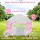 Pop Up Playpen for Baby, Portable Playpen for Babies and Toddlers with Removable Sun-Shades& 2 Side UV Covers, Lightweight Outdoor Baby Play-Pen for Beach Home with Travel Bag, Pink & Gray