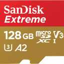 SANDISK 128GB Extreme microSDXC UHS-I Memory Card with Adapter - C10, U3, V30, 4K, 5K, A2, Micro SD Card - SDSQXAA-128G-GN6MA